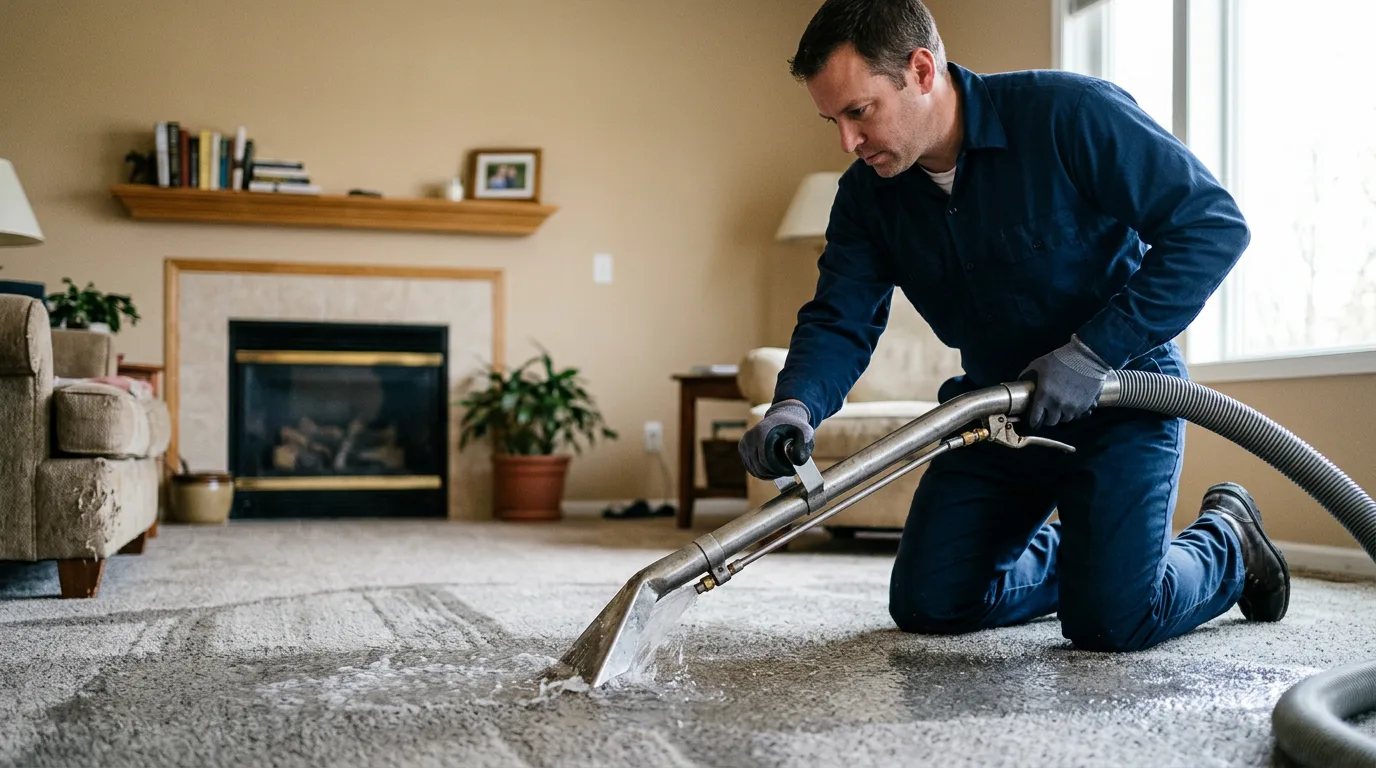 Water damage restoration technician working near Harrisburg, AR